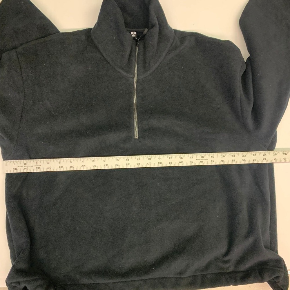 Uniqlo Mens Large Black Fleece Quarter Zip Pullover Sweater 241-449751 Recycled - Picture 8 of 10